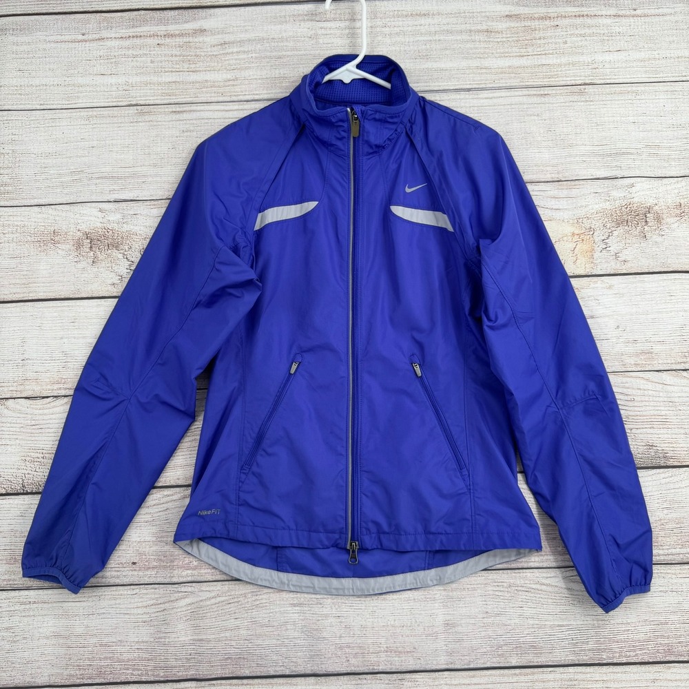 Nike Fit Storm Running Jacket Womens S Blue Reflective Full Zip 339232-541